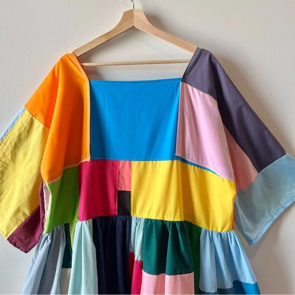 Handmade Quilted Patchwork Colorblock Dress SKU 02263 - Picture 10 of 16